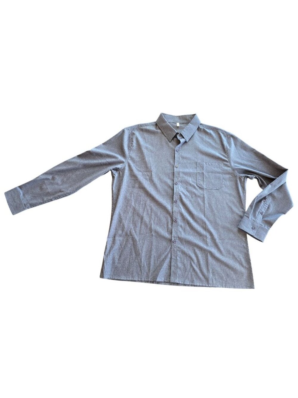 Andy Men's Button-Up Light Gray Long Sleeve Shirt XL Polyester Blend